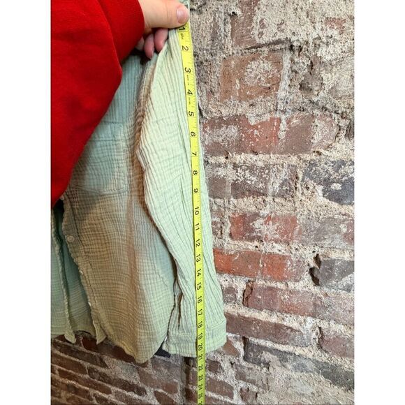 LOU & GREY • Sage Green Crinkle Long-sleeve Button-up Shirt • Ladies Size XS - Picture 6 of 8